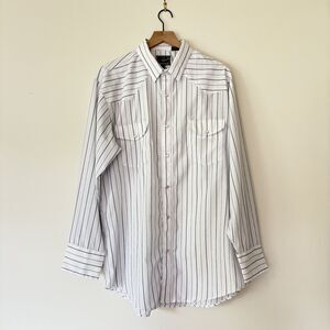 Roper Shirt Men XL Pearl Snap Long Sleeve Pinstripe Western Cowboy Rockabilly